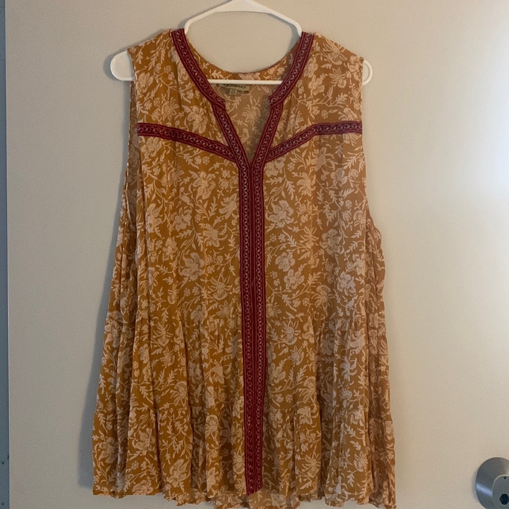 Democracy mustard/orange sleeveless blouse